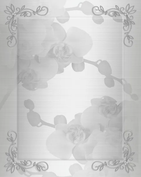 Vita satin orkidéer bröllop inbjudan — Stockfoto