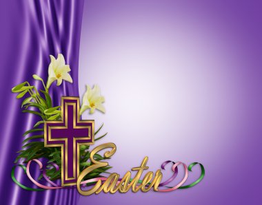 Easter floral border Cross and lilies clipart