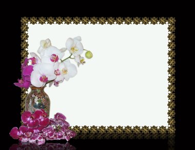 Orchids in oriental vase clipart