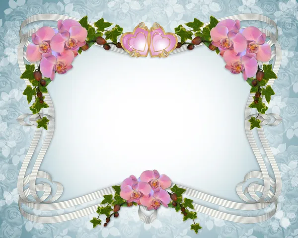 蘭の花とアイビー結婚式招待状ボルデ — ストック写真