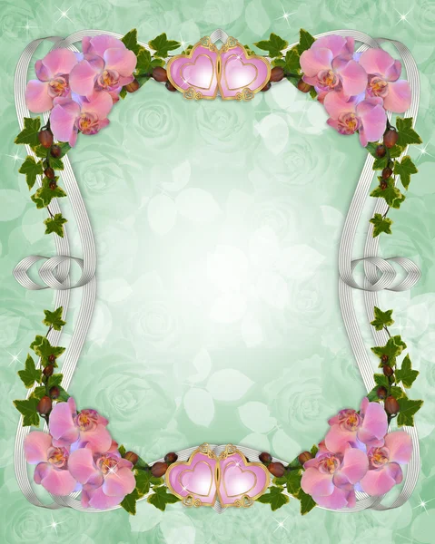 Orchideen und Efeu Hochzeitseinladung borde — Stockfoto