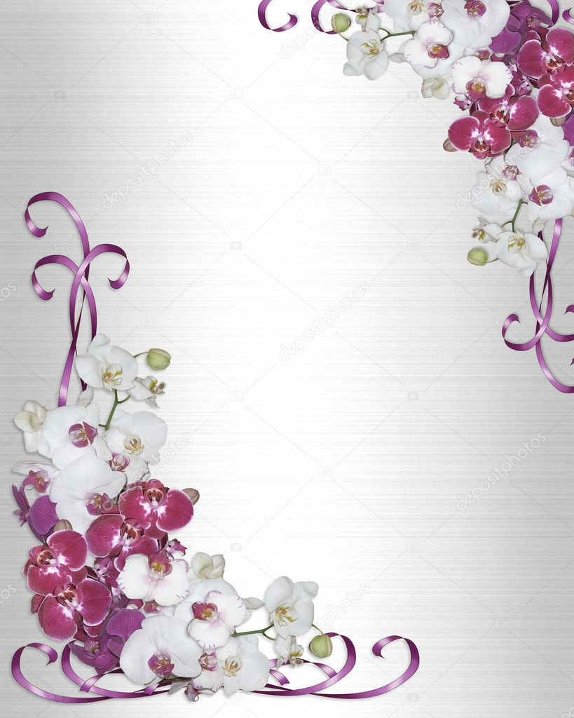 Orchids wedding invitation border