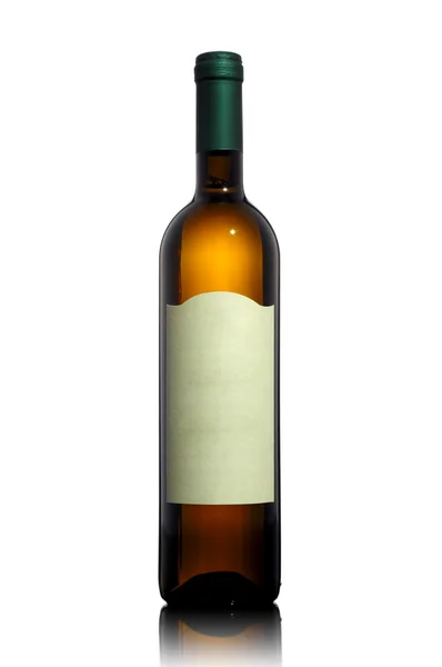 White wine bottle with empty label — Stock Photo, Image