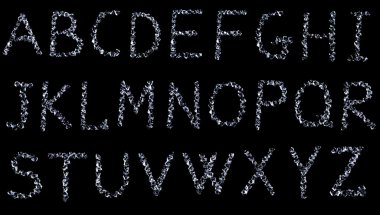 Alphabet, letters made with diamonds clipart