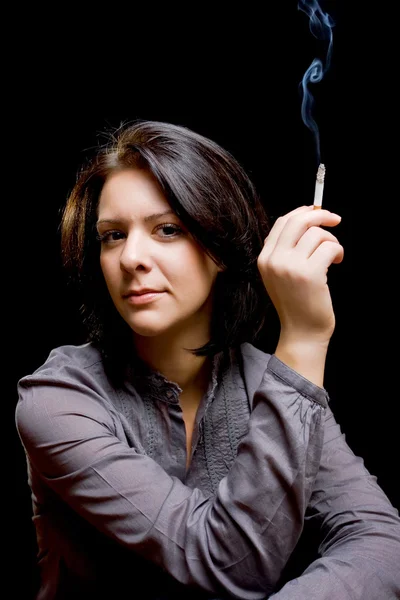 Portret van een meisje met een sigaar — Stockfoto