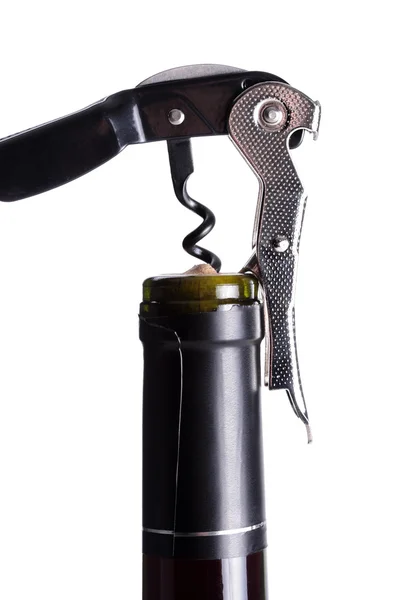 Eine Weinflasche öffnen — Stockfoto