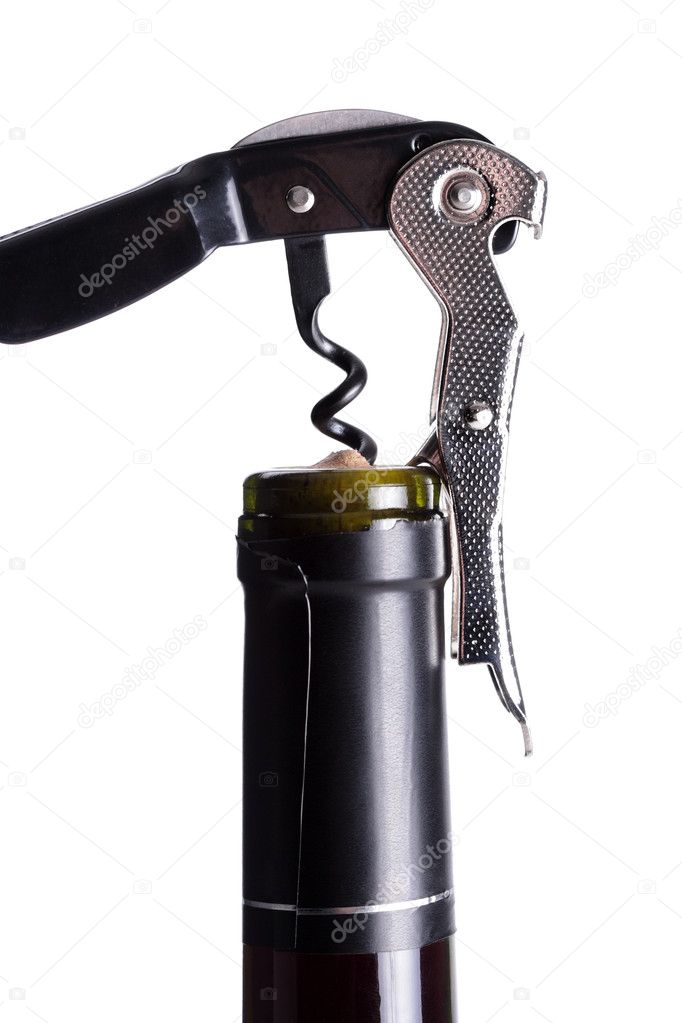 Opening a wine bottle