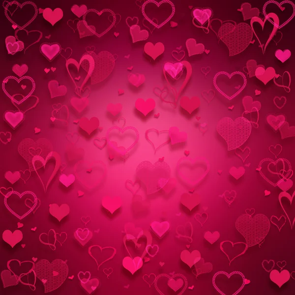Muchos corazones rosados sobre fondo rosado . — Foto de Stock