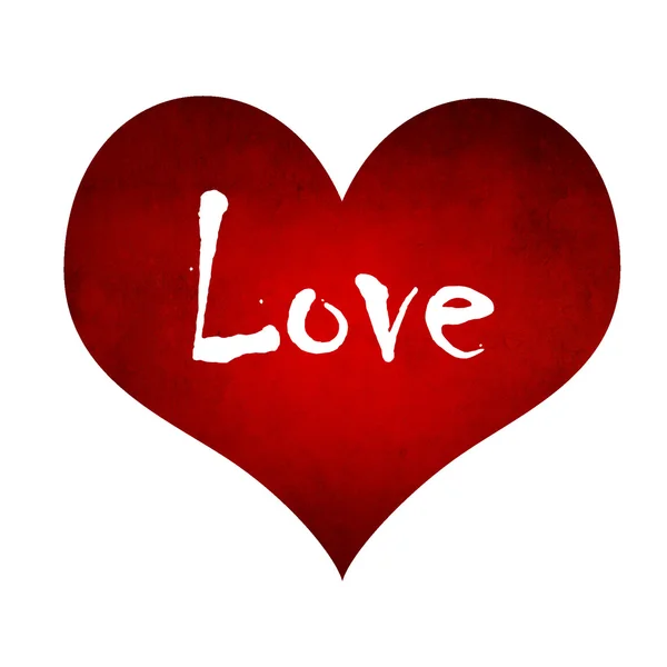 Coração vermelho com texto de amor — Fotografia de Stock