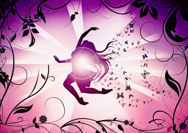 Silhouette of dancing female clipart