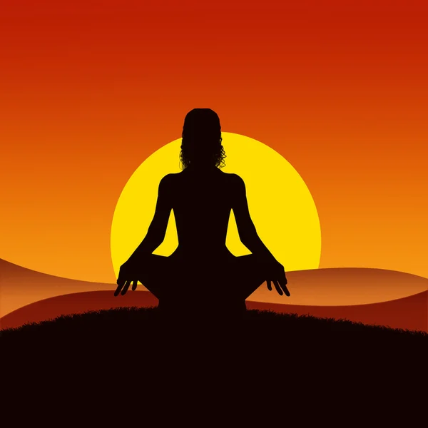Meditatie in zonsondergang — Stockfoto