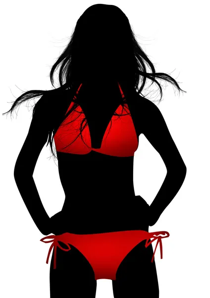 Mujer atractiva en bikini rojo sexy — Foto de Stock