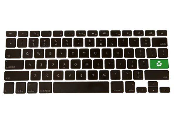 Símbolo verde do ambiente no teclado — Fotografia de Stock