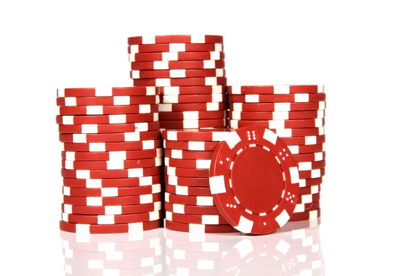 Kırmızı poker fişleri — Stok fotoğraf