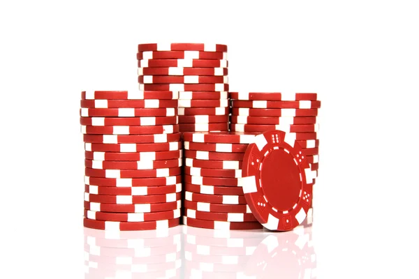 Červená poker žetony — Stock fotografie