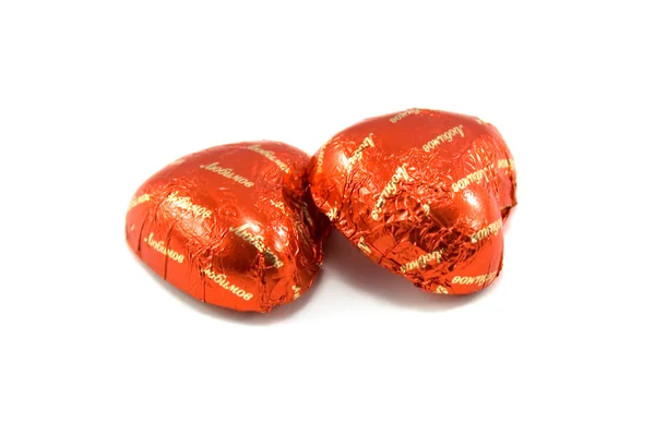 Zwei Schokoladenherzen — Stockfoto