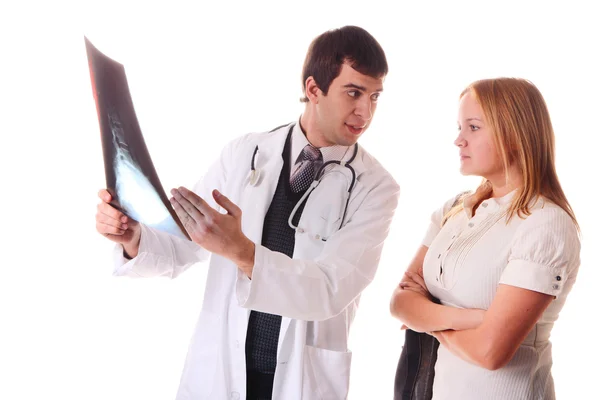 Een arts ontvangt een patiënt — Stockfoto