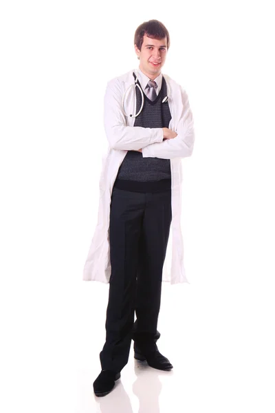 Un médecin sur fond blanc — Photo