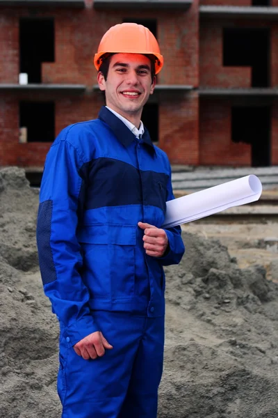 Construction Project Architect Checking — Stock Photo, Image