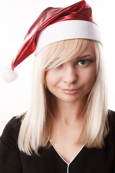 Menina em chapéu de Natal Fotografias De Stock Royalty-Free