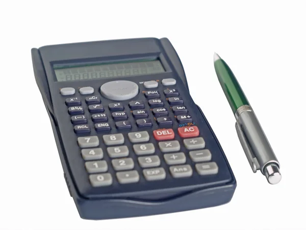 De rekenmachine en pen — Stockfoto