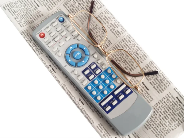 Board of the remote control, spectacles — Stock Photo, Image