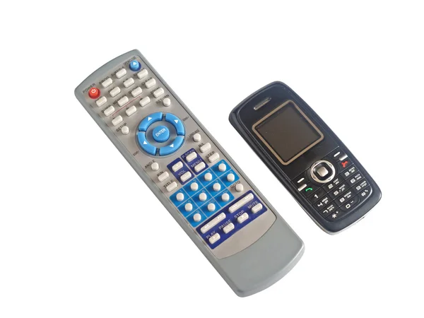 Remote control and mobile phone — Stock Photo, Image