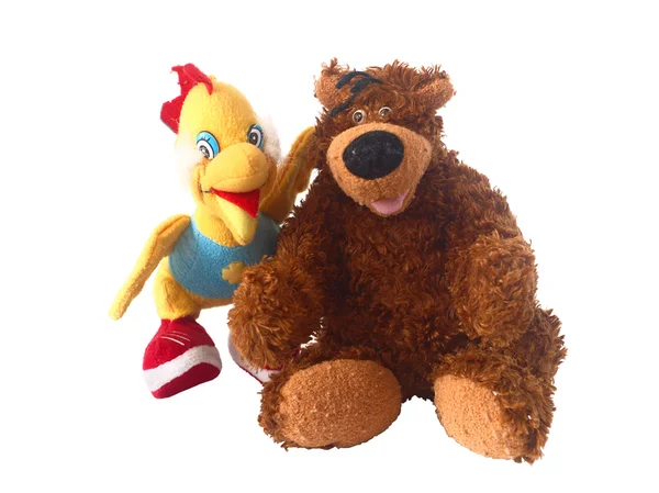Zacht stuk speelgoed een beer en het eendje — Stockfoto
