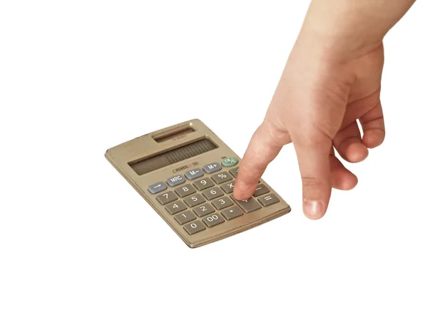 Dłoń dziecka i kalkulator — Zdjęcie stockowe