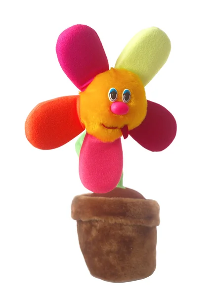 Plyšová hračka květina v květináči — Stock fotografie