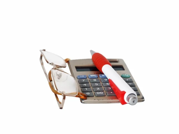 Długopis, kalkulator i punkty — Zdjęcie stockowe