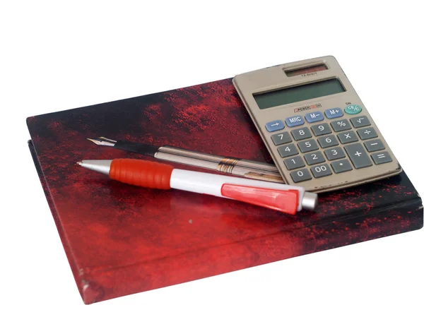Organizador, a calculadora e caneta — Fotografia de Stock