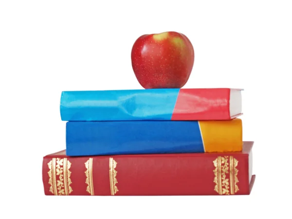 Knihy a jablko — Stock fotografie