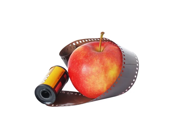 Film und Apfel — Stockfoto