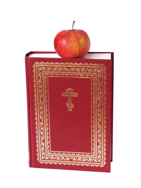 A Bíblia e uma maçã — Fotografia de Stock