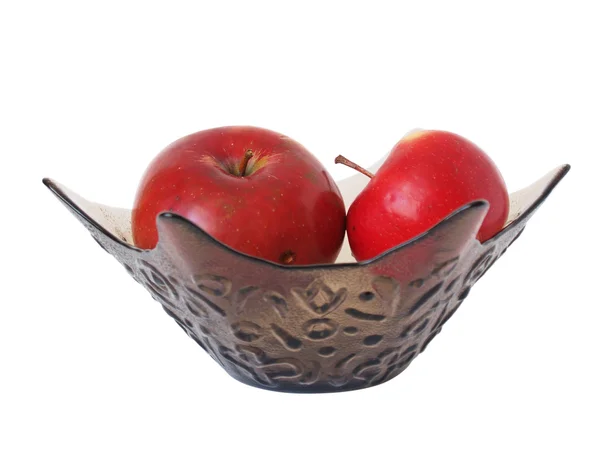 Vas från glas och äpplen — Stockfoto