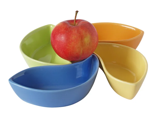 stock image Ceramic plates and an apple