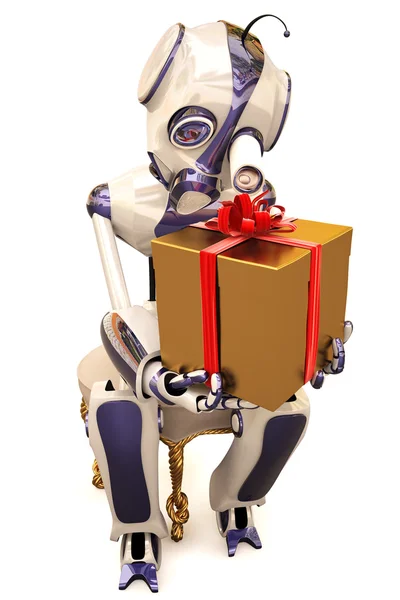 Robot y regalo — Foto de Stock