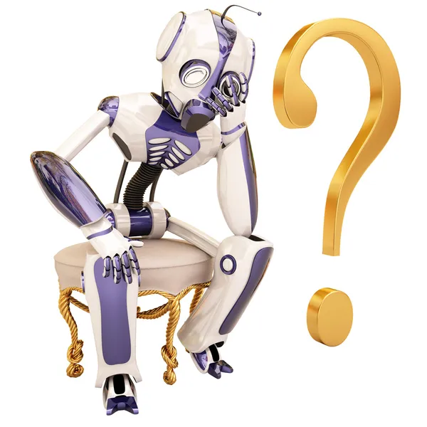 Roboter und Frage — Stockfoto