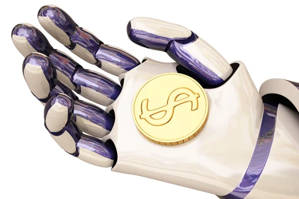 Robot and coins — Stock Photo, Image