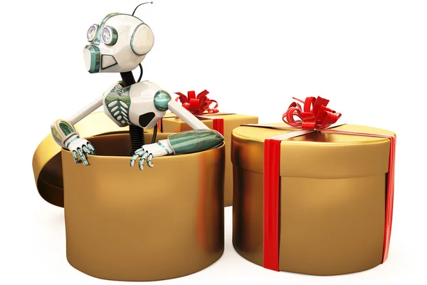 Robot et cadeau — Photo
