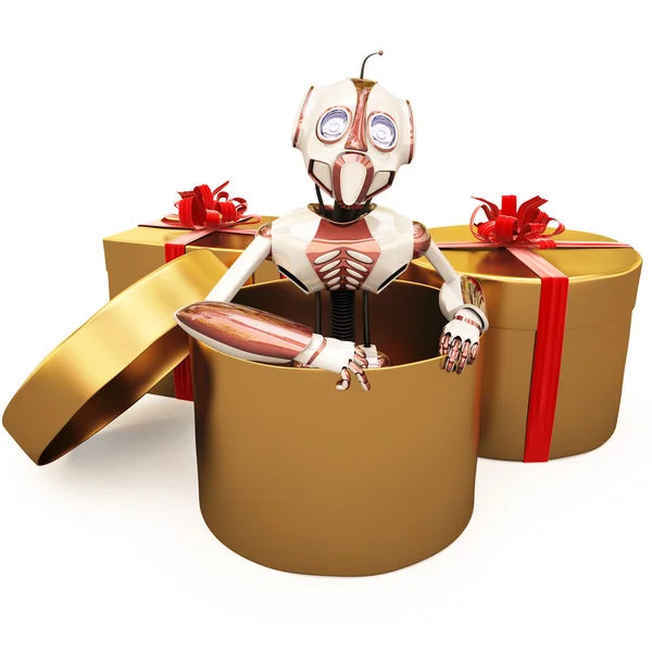 Robot e regalo — Foto Stock