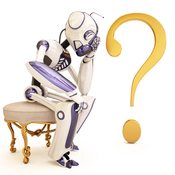 Robot and question — Stock Photo, Image