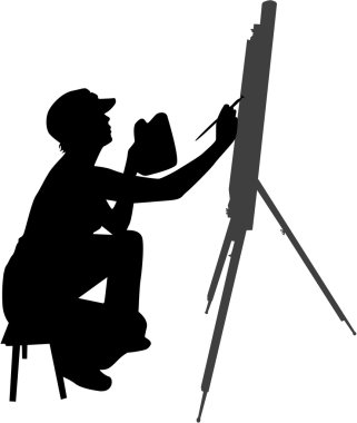 Woman painting a picture clipart
