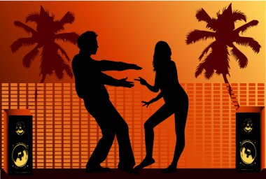 Vacational fun , dance silhouette clipart