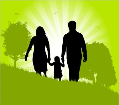 Green Illustration of family clipart