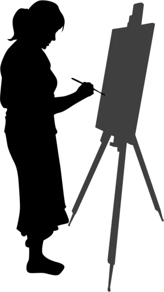 Kvinna målning en bild — Stock vektor