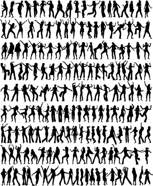 Tanzende Frauen und Mädchen - 176 Silhouetten — Stockvektor