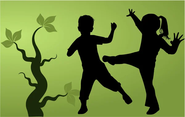 Childrens silhouettes — Stock Vector
