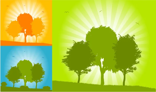 Vektor stromy - krajiny barev — Stockový vektor